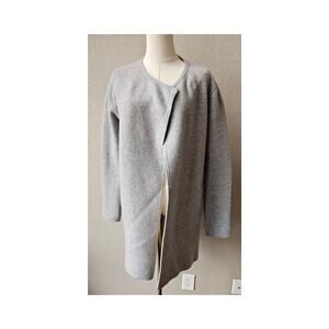 Theory Women's Gray Solid‎ Wool Long Sleeve Open Front Sweater Coat Size Small